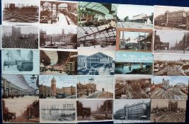 Postcards, Transport, a railway selection of approx. 41 cards, mostly various views of Newcastle-