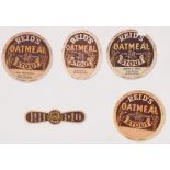 Beer labels, a selection of older labels of Reid's Oatmeal Stout, includes bottlers from West