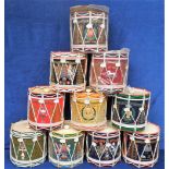 Military Ice Buckets, in the form of drums of different regiments to include The Kings Own