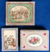 Collectables, 3 decorative boxes (2 card and 1 wooden), one by the Baxter process, with