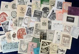 Collectables, Bookplates, 50+ 20thC ex libris bookplates to include those by artists Diana