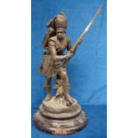 Military Sculpture, Cornelius and Baker zinc figural sculpture of a Highland soldier with rifle (