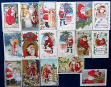 Postcards, Father Christmas, 18 cards, Santa's, mainly embossed, Red Robes, USA, Tucks, Art Style,