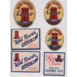 Beer labels, a mixed age selection of 15 labels, Red Tower Lager Brewery Ltd, Manchester (14 inc.