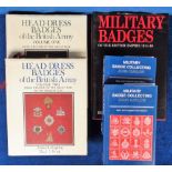 Military Badge Reference Books, 5 hardbacked books to comprise Kipling and King Head-Dress Badges of