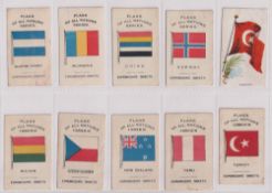 Trade cards, Edmondson's, Flags of all Nations, 11 cards, mixed backs (2 fair, rest gd), sold with