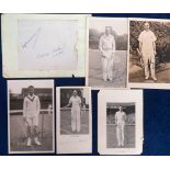 Tennis autographs, selection of signed items inc. J. Borotra Trim W190 postcard, Bunny H.W Austin