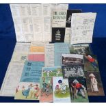 Cricket memorabilia, selection, early 1900's onwards including postcards (30) amateur teams, cricket