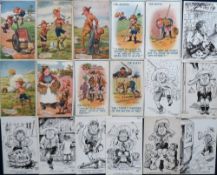 Postcards, Comic, a scouting selection of 18 cards in part sets inc. 'Tommy the Tenderfoot'