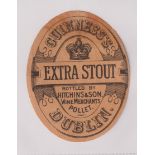 Beer label, Guinness's Extra Stout, bottled by Hitchins & Son, Wine Merchants, Pollet, rare c1896