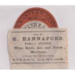 Beer label, Guinness's Extra Stout, Dawlish, a rare early c1896 vertical oval label, 90mm high, with