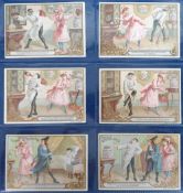 Trade Cards, Liebig, Pierrot Taught a Lesson ref. S318 (set, 6 cards) (gd, some with light