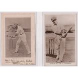 Cricket postcards, Cricket Icons, two cards, Dr W.G. Grace (printed card, wtf, pu 1904) & Don