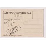 Olympic autograph, Official postcard Amsterdam 1928, sepia image of 200m Winner, signed to reverse