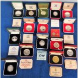 Proof Coins, an interesting selection of 16 boxed/cased proof coins to include 1978 Guernsey Royal