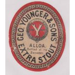 Beer label, Geo Younger & Son's, Alloa, Extra Stout, vertical oval, 95mm x 76mm (edge damage,