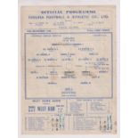 Football programme, Chelsea v Brentford, 16 December 1944, FL (South), single sheet (tc & half