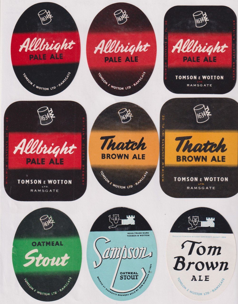 Beer labels, a mixed shape, size and age collection of 81 labels, Tomson & Wotton Ltd, Ramsgate ( - Image 2 of 13