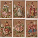 Trade cards, Liebig, 3 sets, Flower Girls II, ref S217, 2 sets, French & Belgian editions and Floral