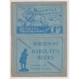 Football programme, Millwall v Gateshead FAC 12 Dec 1936 (sl creasing, spine partly split, gd)