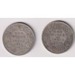 Coins, 1884 and 1885 One Rupee India coins (2)