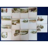 Postcards, Topographical, a selection of 15 early UK court size 19th C coloured cards, with