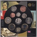 Uncirculated Coin Set, United Kingdom 2009 to include the Kew Gardens Pagoda 50 pence piece (ex)