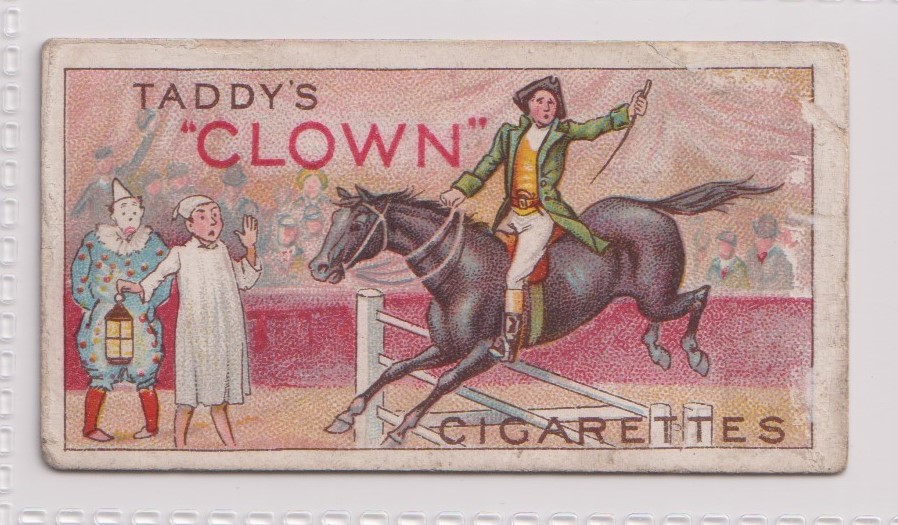 Cigarette card, Taddy, Clowns & Circus Artistes, type card, ref H414 picture number 18 (worn and