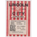 Football programme, Lincoln City v Accrington Stanley, 4 May 1946 FL (North), 4 pages (sl cr, gd) (