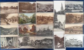 Postcards, Derbyshire, approx. 75 R.P.s, printed and artist drawn to include Haddon Hall,