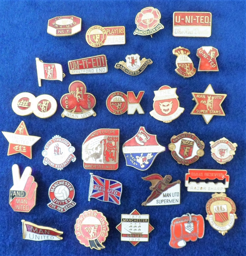 Football badges, Manchester United, a collection of approx. 30 enamelled badges, 1970's onwards