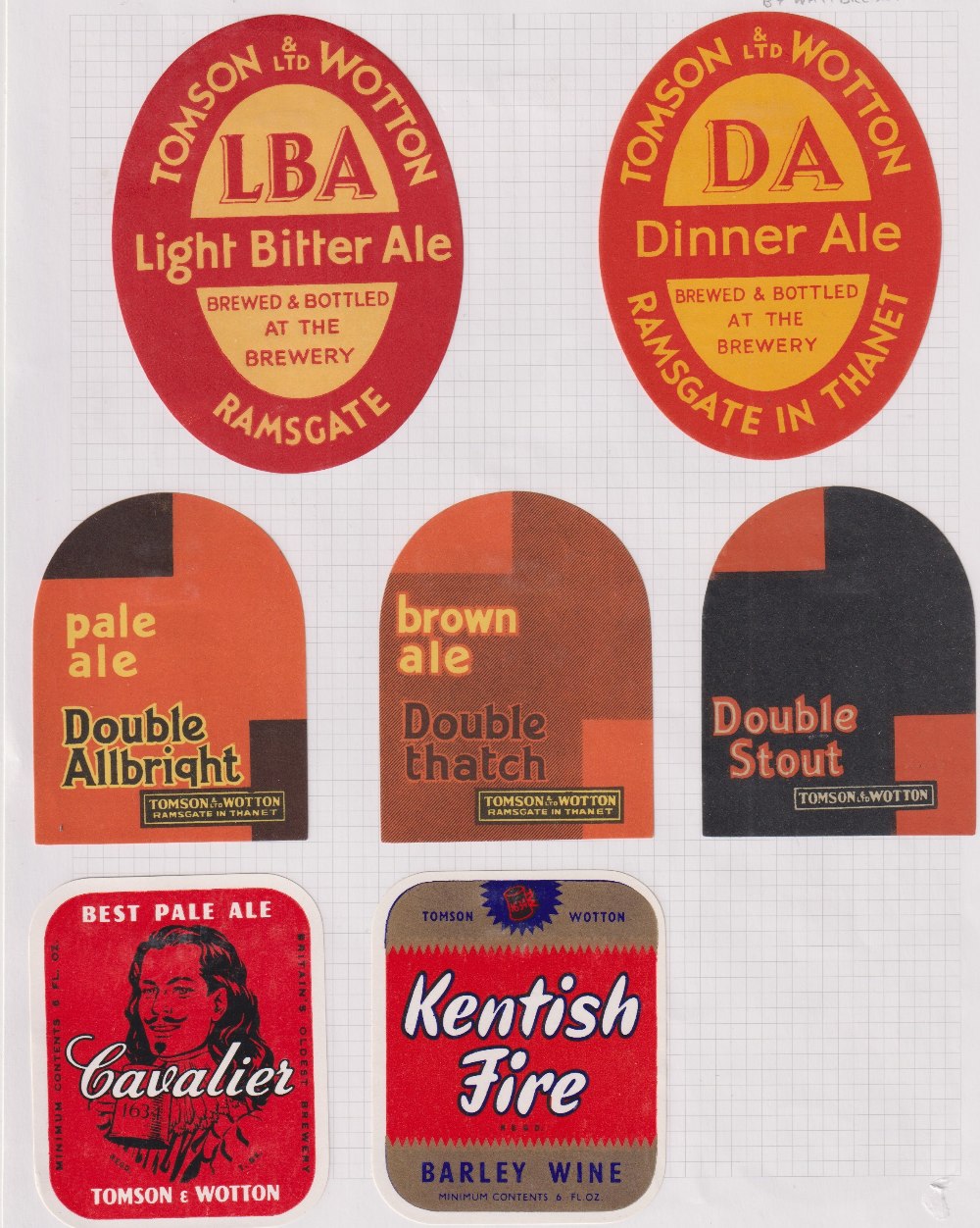Beer labels, a mixed shape, size and age collection of 81 labels, Tomson & Wotton Ltd, Ramsgate (