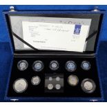 Coin Set, The Queen's 80th Birthday Collection 'A Celebration In Silver', 13 coins struck in