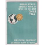 Football programme, World Cup, Chile, 1962, Tournament programme with match details completed in ink