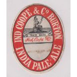 Beer label, Ind Coope & Co Burton, India Pale Ale, vertical oval, 80mm x 63mm (sl staining and