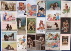 Postcards, Teddy Bears, 50+ cards RPs, printed and artist drawn, Lawson Wood, Margaret Tempest