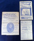 Football programmes, 3 programmes, Chelsea v WBA 1931/32 (poor condition, cover split down spine,