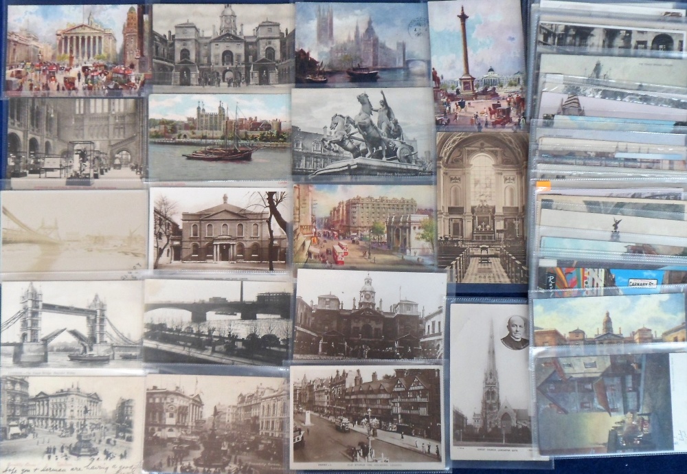 Postcards, London, approx. 120 R.Ps, printed and artist drawn to include Ludgate Circus, Tower - Image 2 of 3