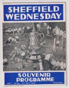 Football programme, Sheffield Wednesday v Grimsby Town 1934/5, special souvenir issue following