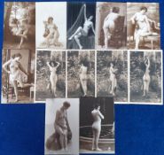 Postcards, Glamour / Nudes, 12 RP's, plain back, inc. Star, Noyer by Mandel (4), J.A. etc., (gd/