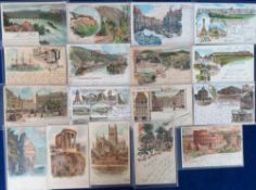 Postcards, a collection of 17 Gruss Aus chromos and European Art cards inc. Argentina (2 stamps