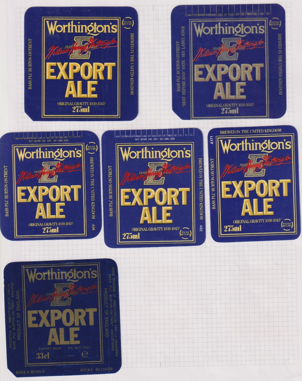 Beer labels, a mixed shape, size and age collection of 55 labels, Worthington & Co, Burton on - Image 5 of 7