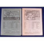 Football programmes, Millwall v Southend United, Division 3 (South), two programmes 3 Sept 1927 &