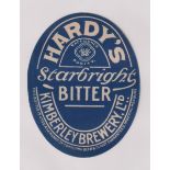 Beer label, Kimberley Brewery Ltd, Hardy's Scarbright Bitter, vertical oval 86mm x 66mm, (vg) (1)