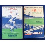 Football programmes, 2 FAC Finals 1949 Leicester v Wolves (tape mark to spine) & 1950 Arsenal v