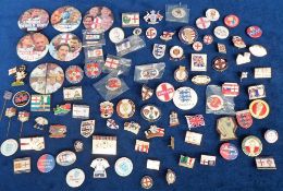 Football badges, a collection of approx. 90 enamel, tin and plastic badges all England related