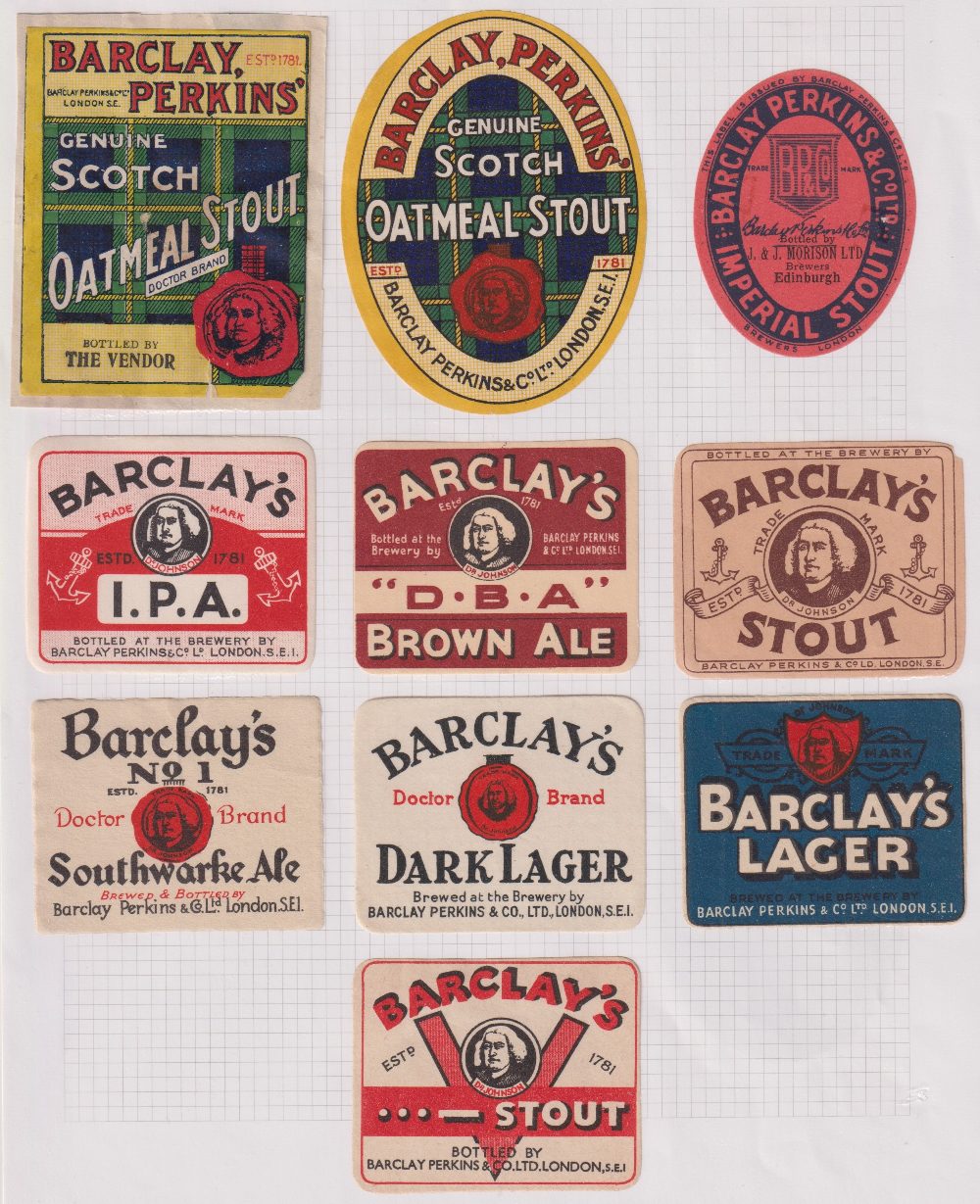 Beer labels, a selection of 25 labels, mixed shapes and sizes, Barclay Perkins & Co (17) &