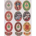 Beer labels, a mixed shape, size and age collection of 100 labels inc. stoppers and necks, J W Green