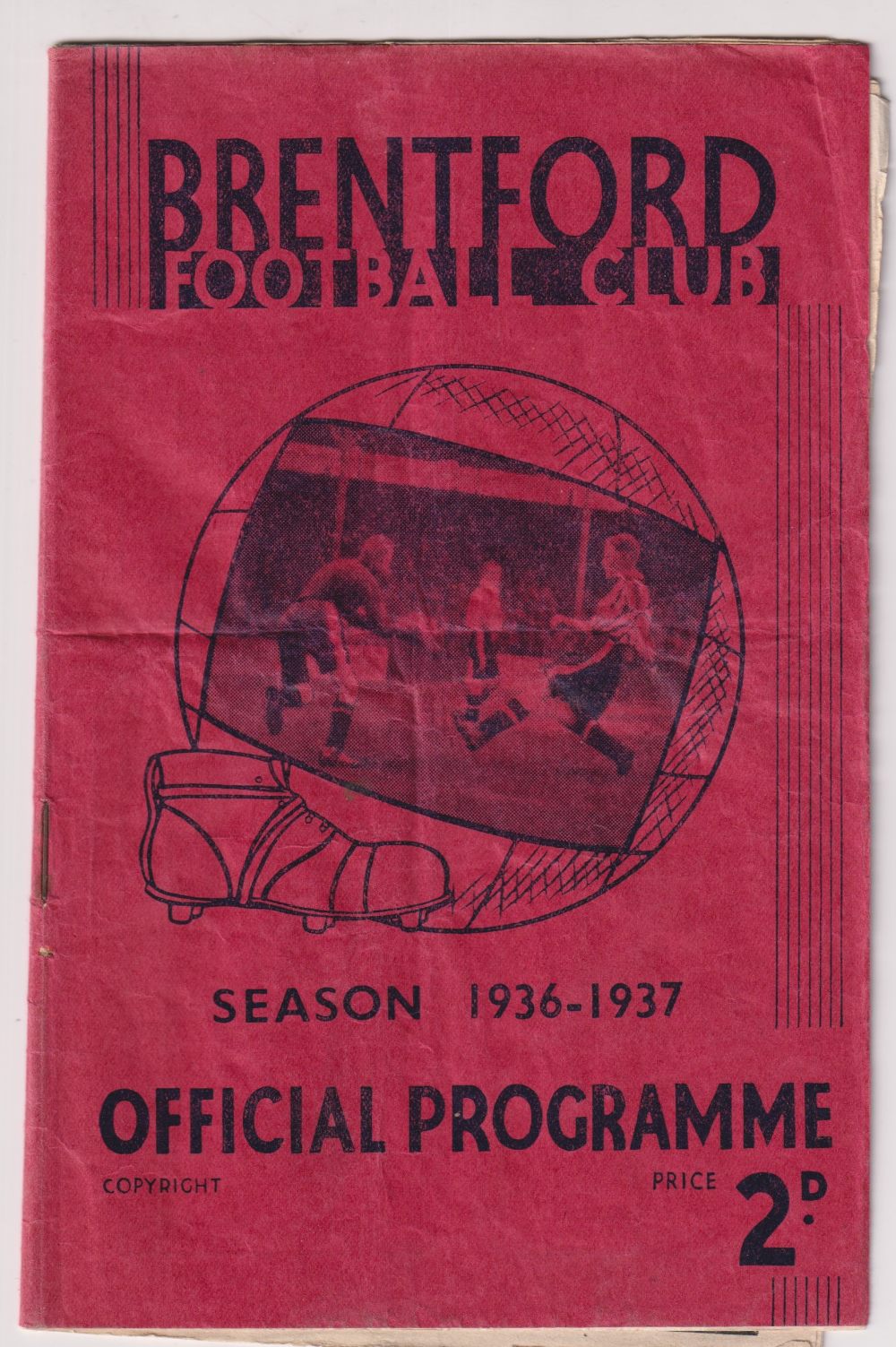 Football programme, Brentford v Arsenal, 3 September 1936 (creased, fair) (1)