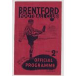 Football programme, Brentford v Preston North End 7 April 1939 Division 1 (vg) (1)